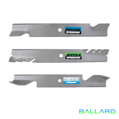Mower Blades:  16 1/2" Long,  2.5" Wide,  15/16” Center Hole, Thickness- .203"(Three Spindles)(TORO)